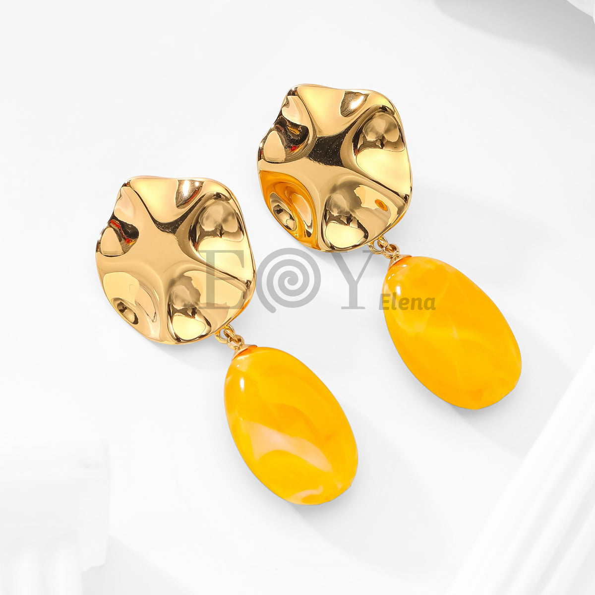 Pendientes chapa relieve y piedra color
