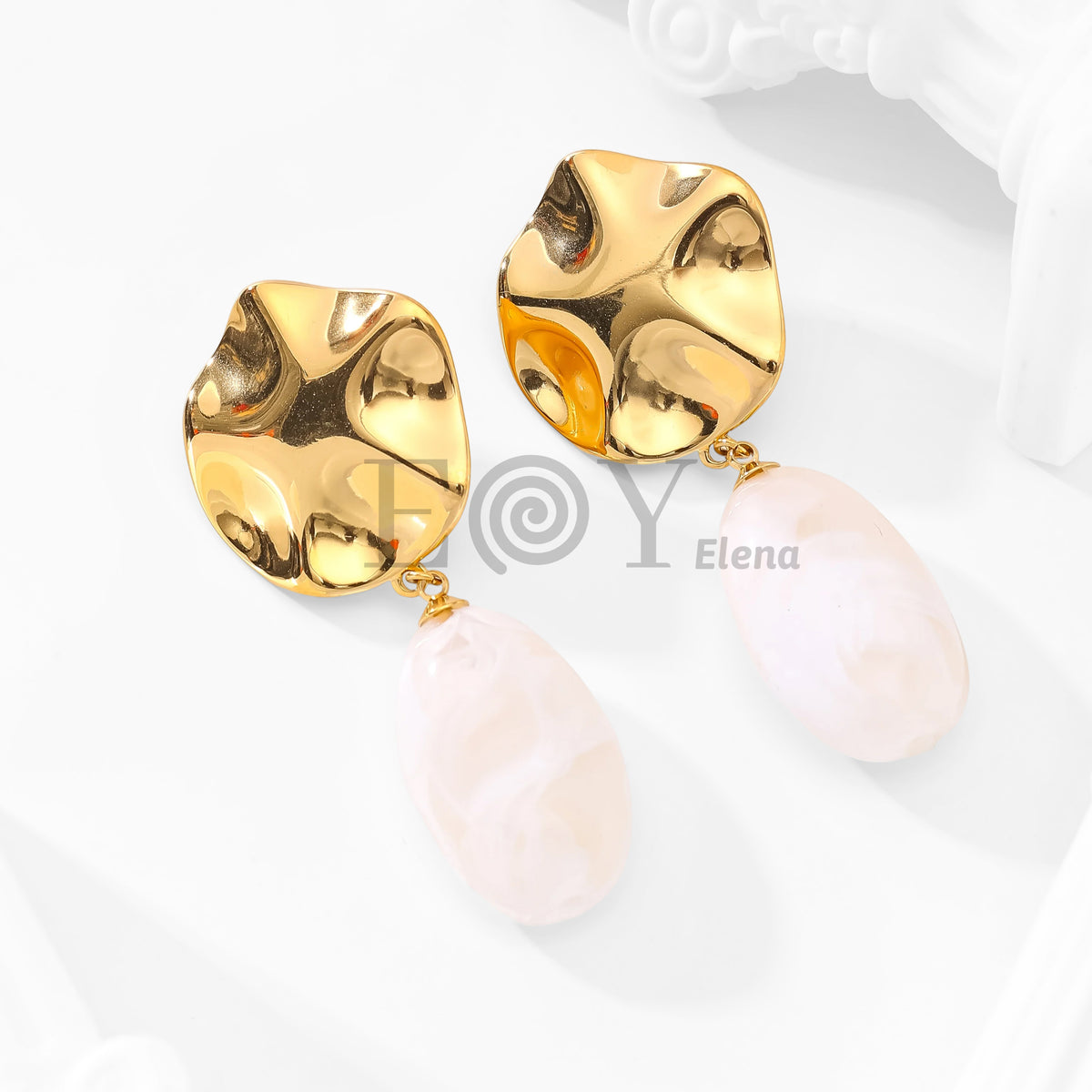 Pendientes chapa relieve y piedra color