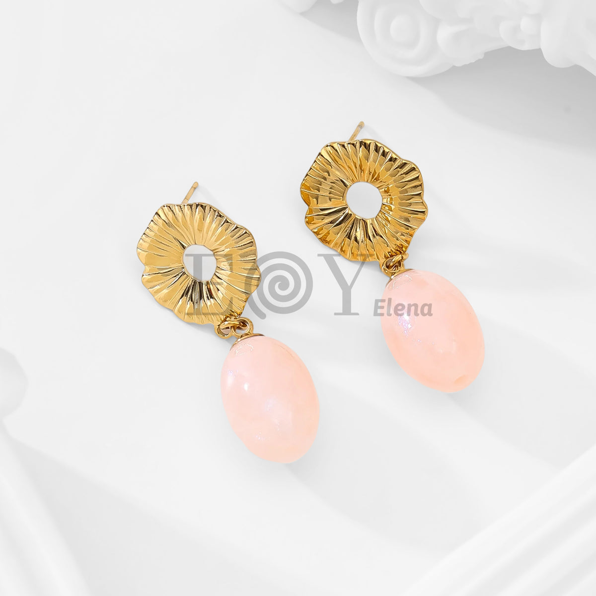 Pendientes chapa flor y piedra