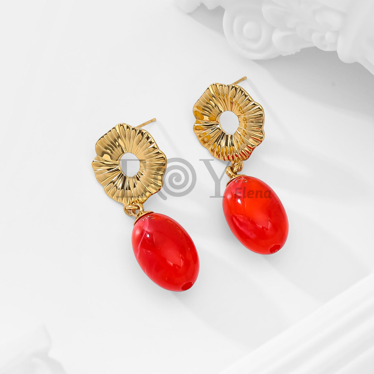 Pendientes chapa flor y piedra