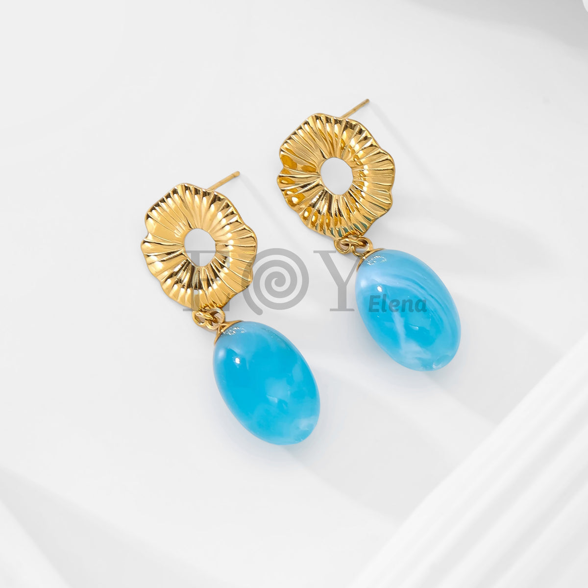 Pendientes chapa flor y piedra