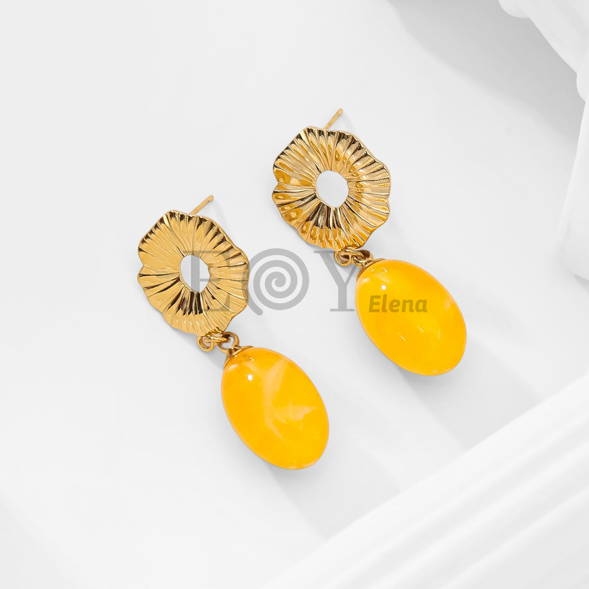 Pendientes chapa flor y piedra