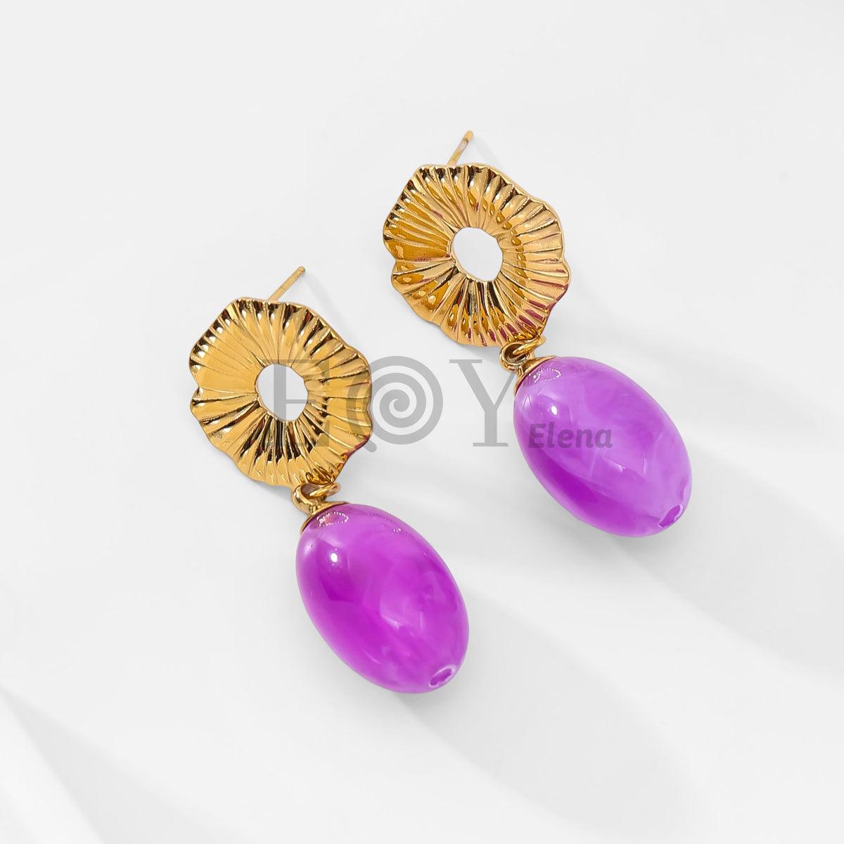Pendientes chapa flor y piedra