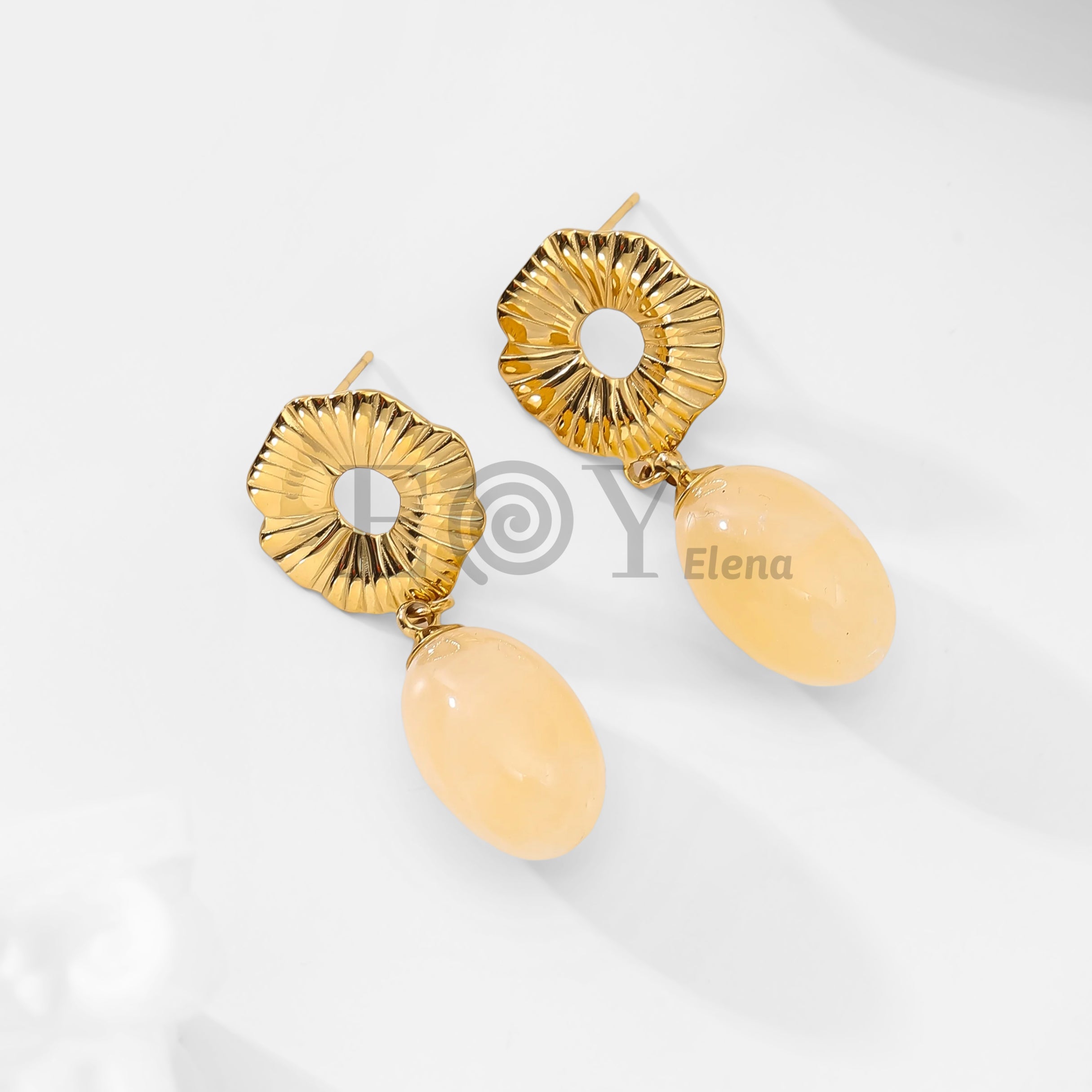 Pendientes chapa flor y piedra