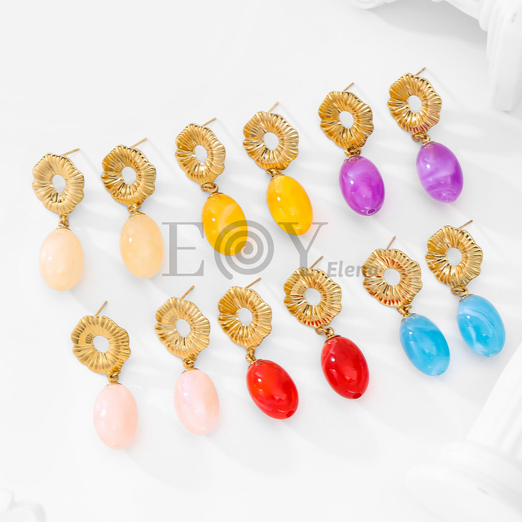 Pendientes chapa flor y piedra