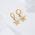 Pendientes de aro estrella de mar relieve acero