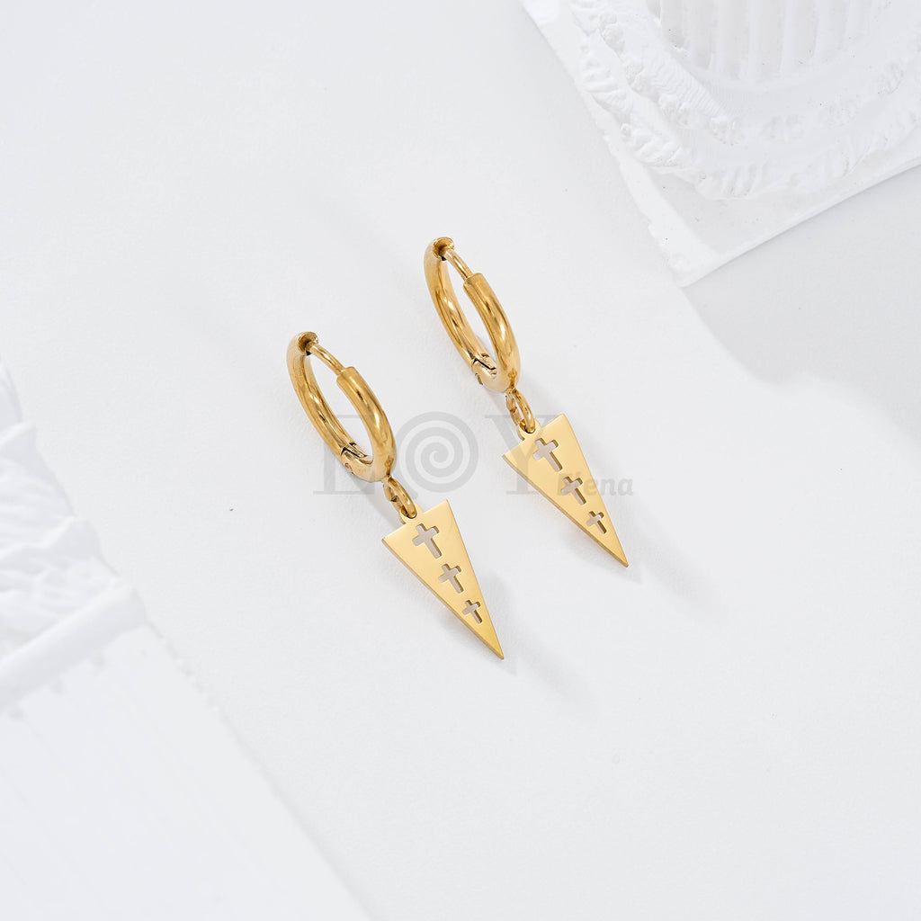 Pendientes de aro con cruces triángulo acero