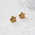Pendientes flor circonita gota acero