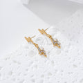 Pendientes doble rayo con circonita acero