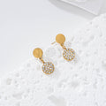 Pendientes doble chapa circular circonitas acero
