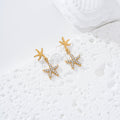 Pendientes doble estrella de mar circonitas acero
