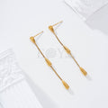 Pendientes largos con gotas acero