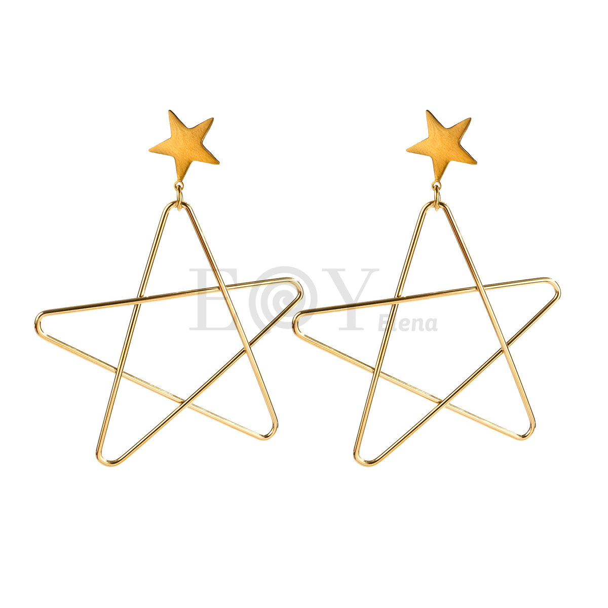 Pendientes doble estrella acero