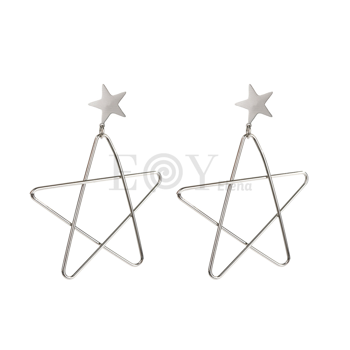 Pendientes doble estrella acero