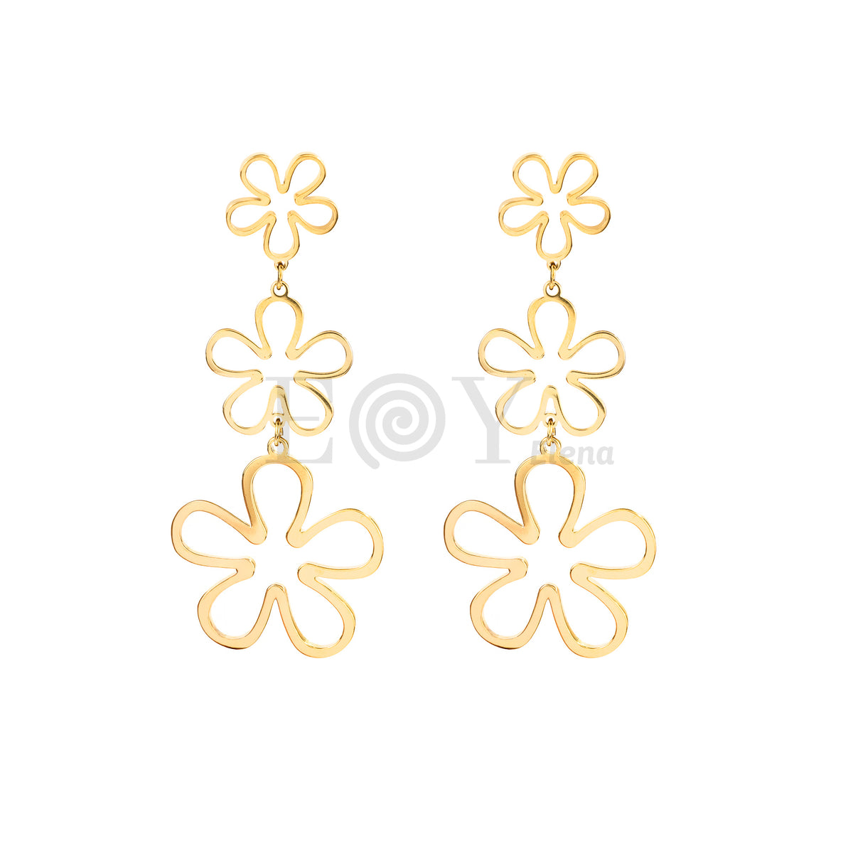 Pendientes triple flor acero