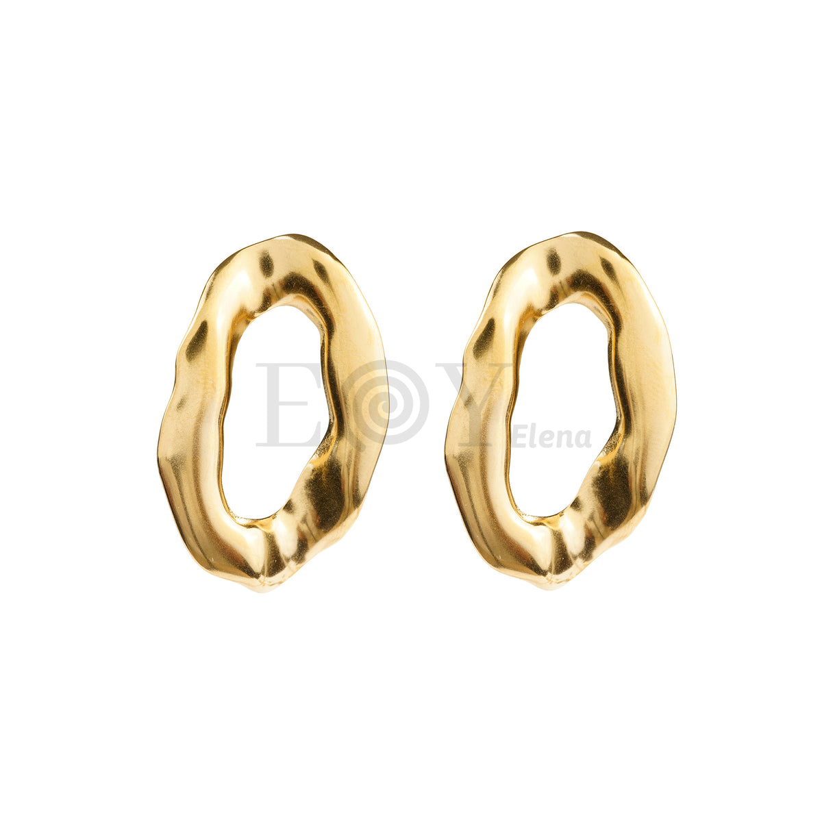 Pendientes óvalo hueco acero