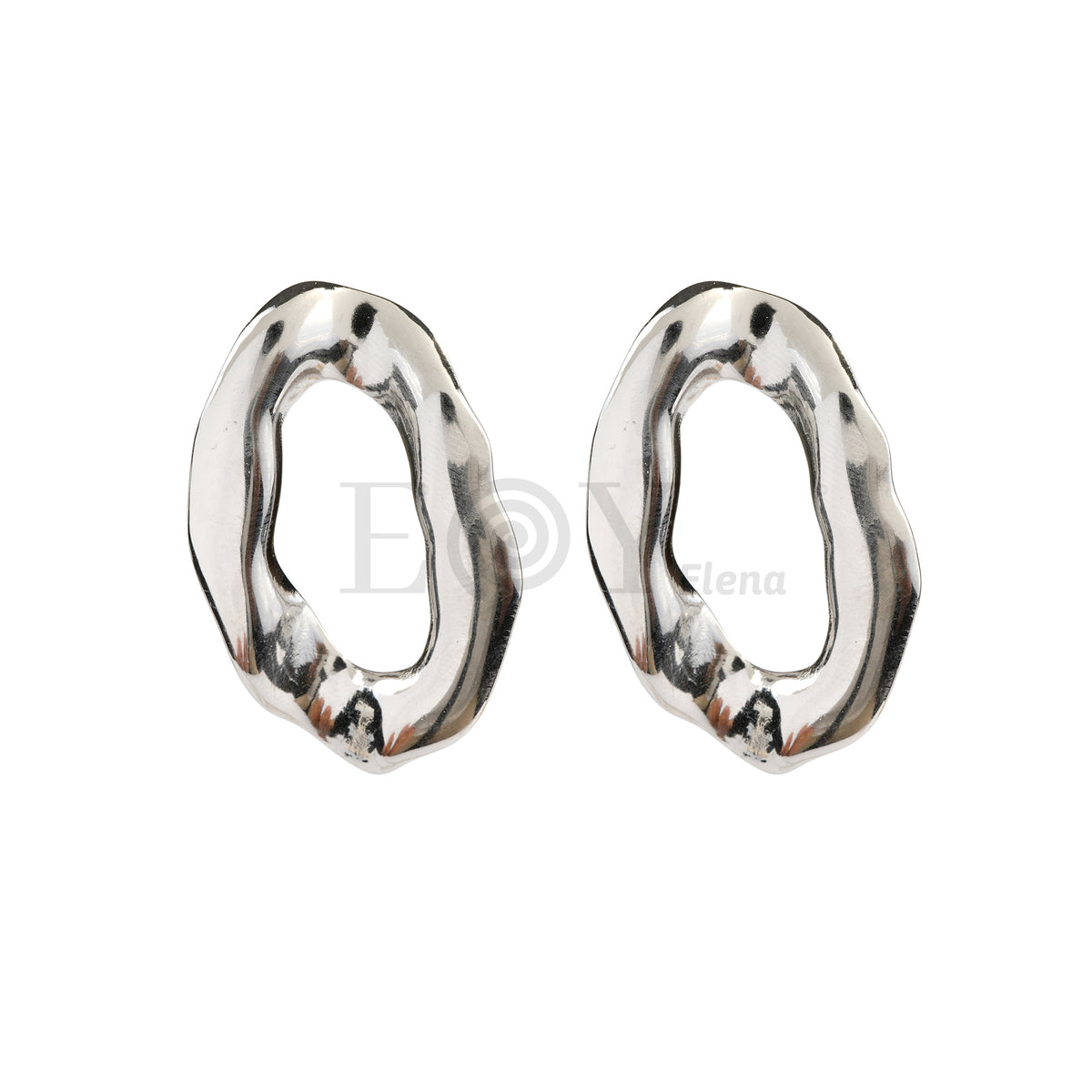 Pendientes óvalo hueco acero