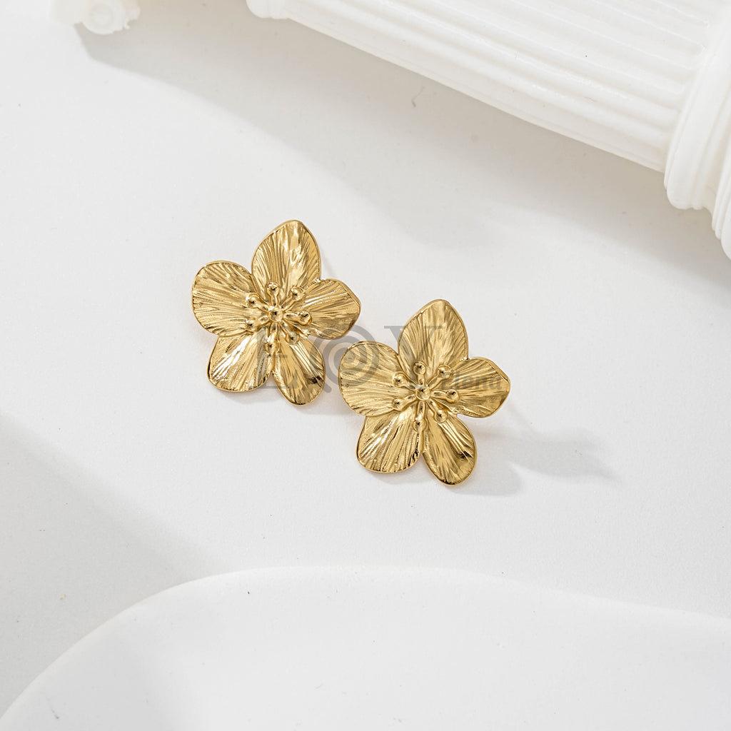 Pendientes flor texturizada