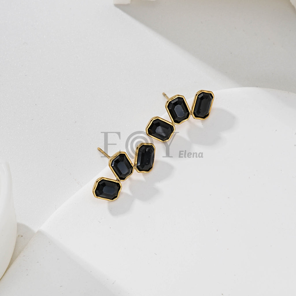 Pendientes triple piedra