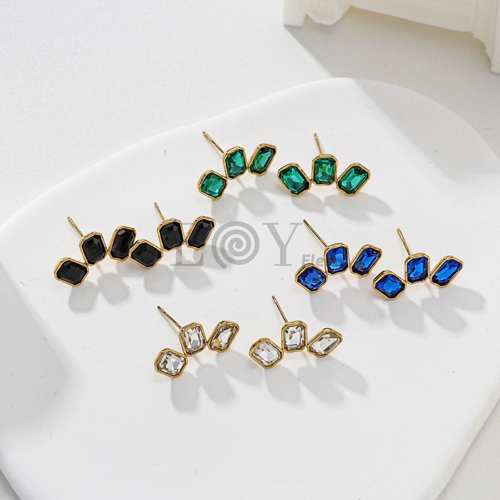 Pendientes triple piedra