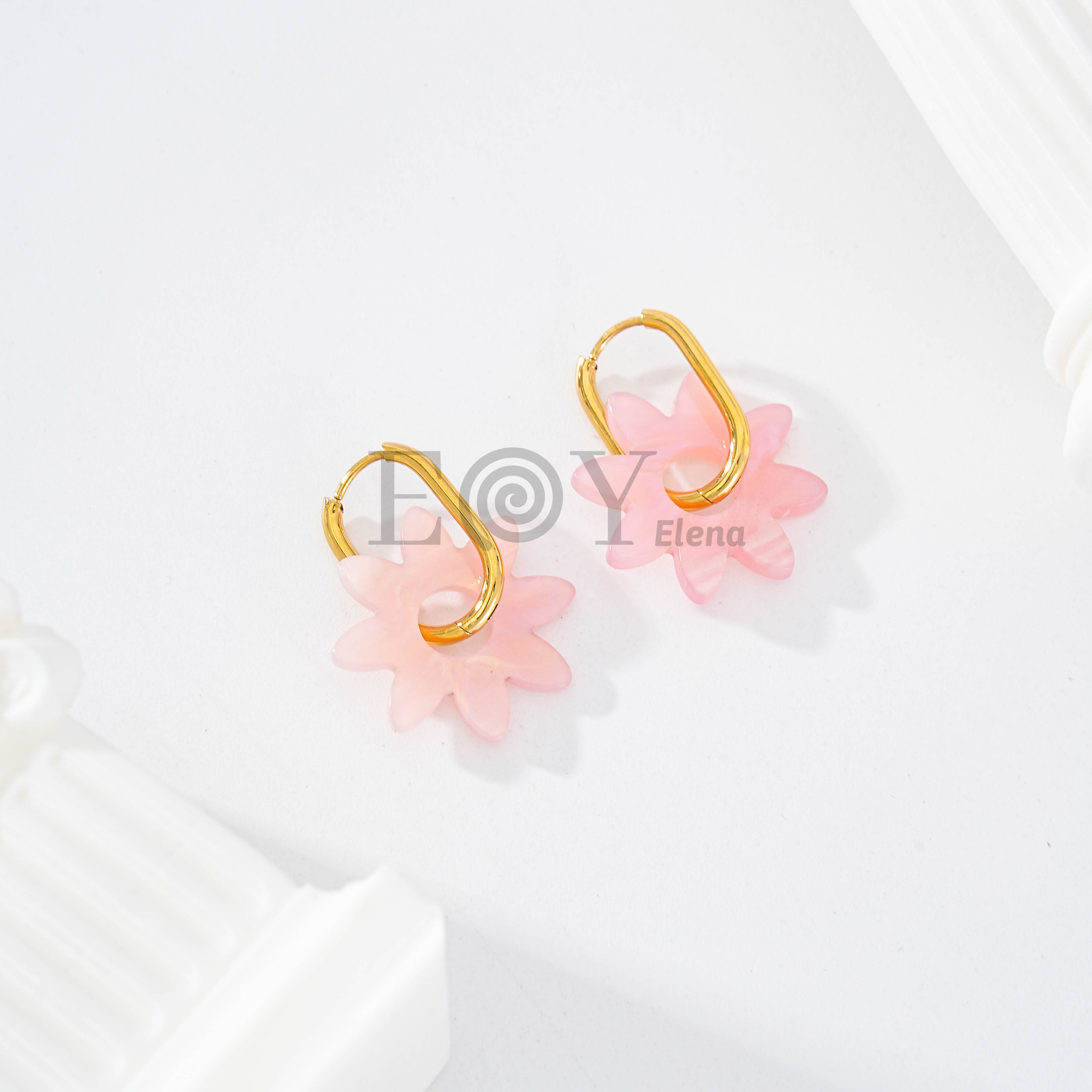 Pendientes de aro con flor
