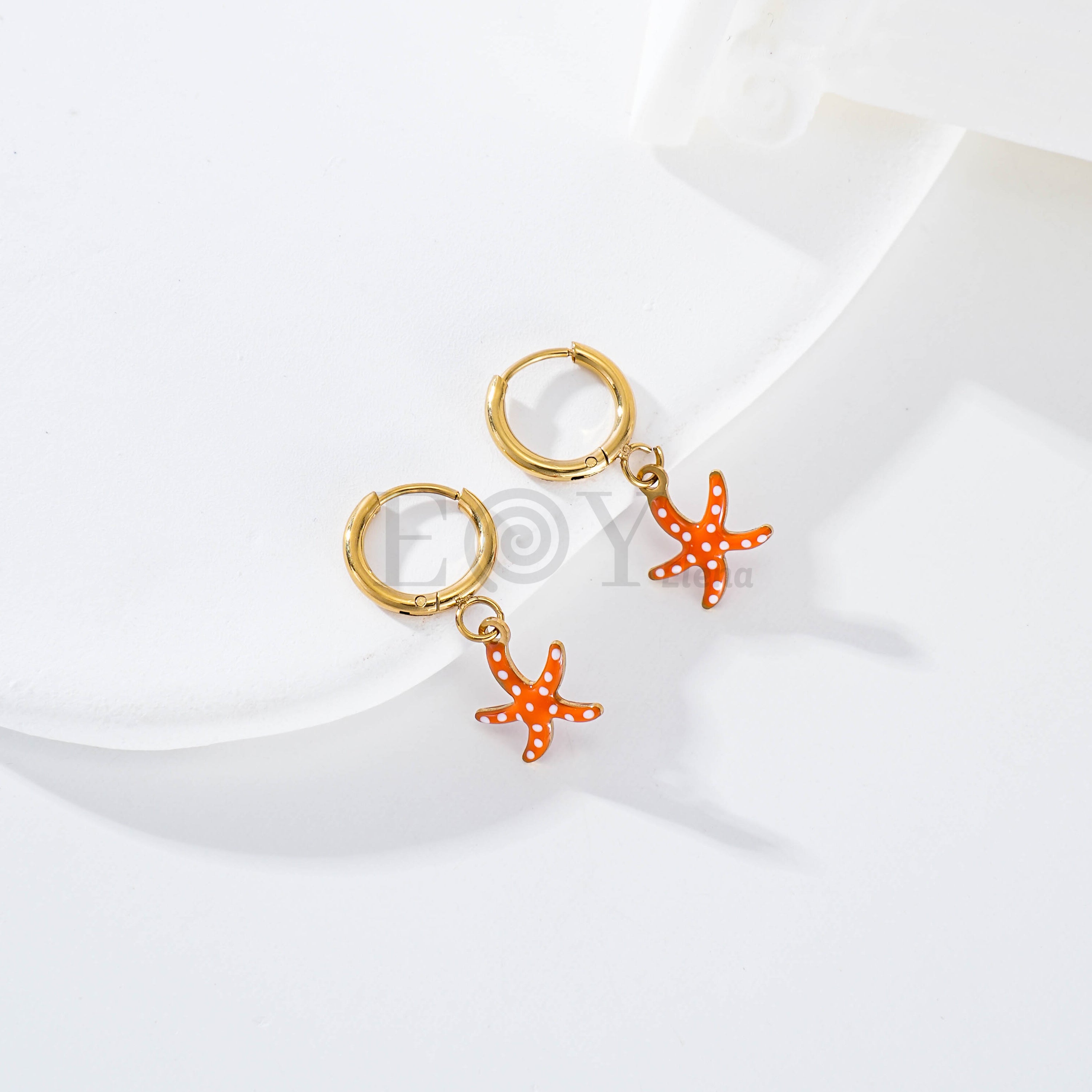 Pendientes de aro estrella de mar color