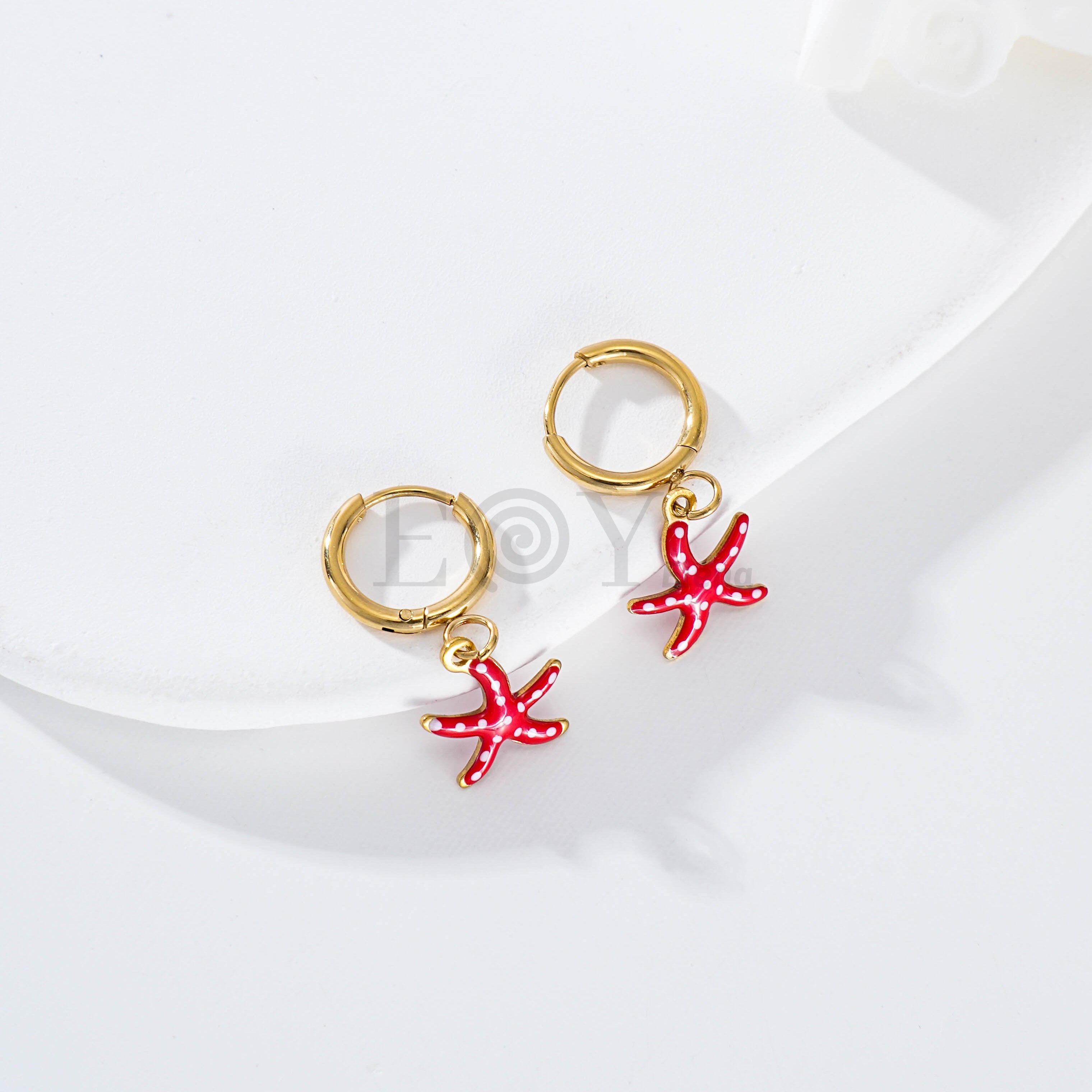 Pendientes de aro estrella de mar color
