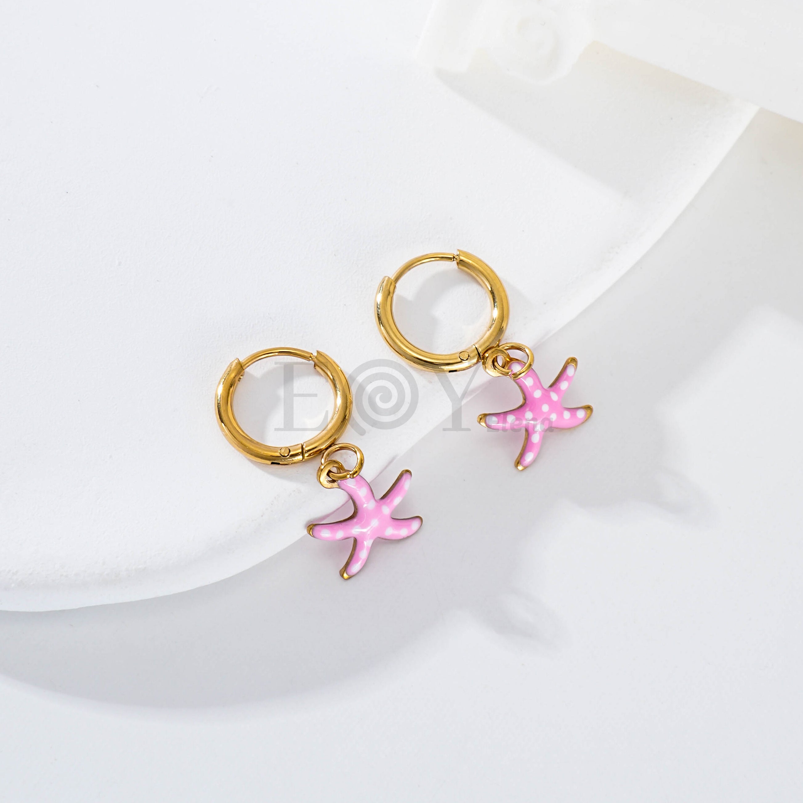 Pendientes de aro estrella de mar color