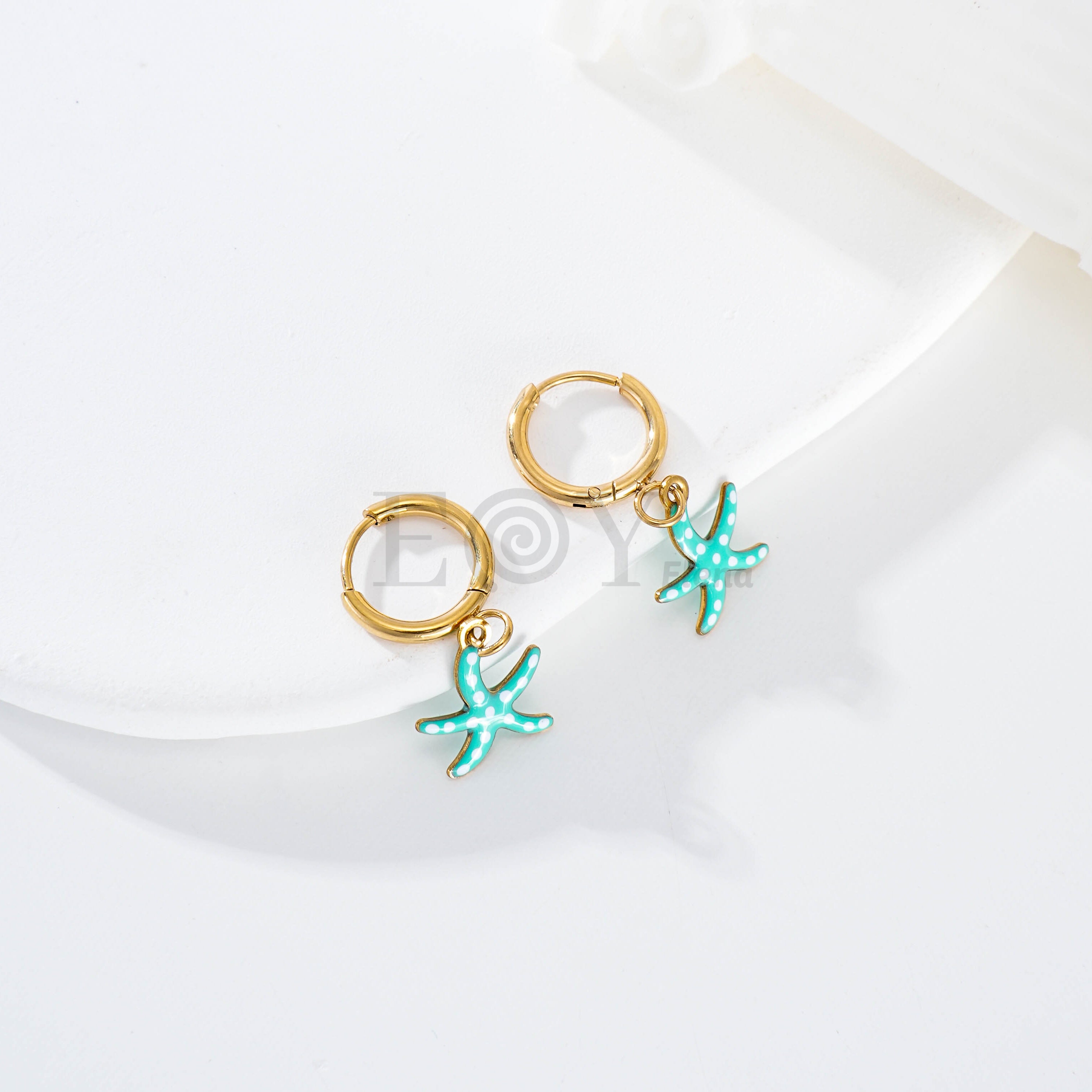 Pendientes de aro estrella de mar color