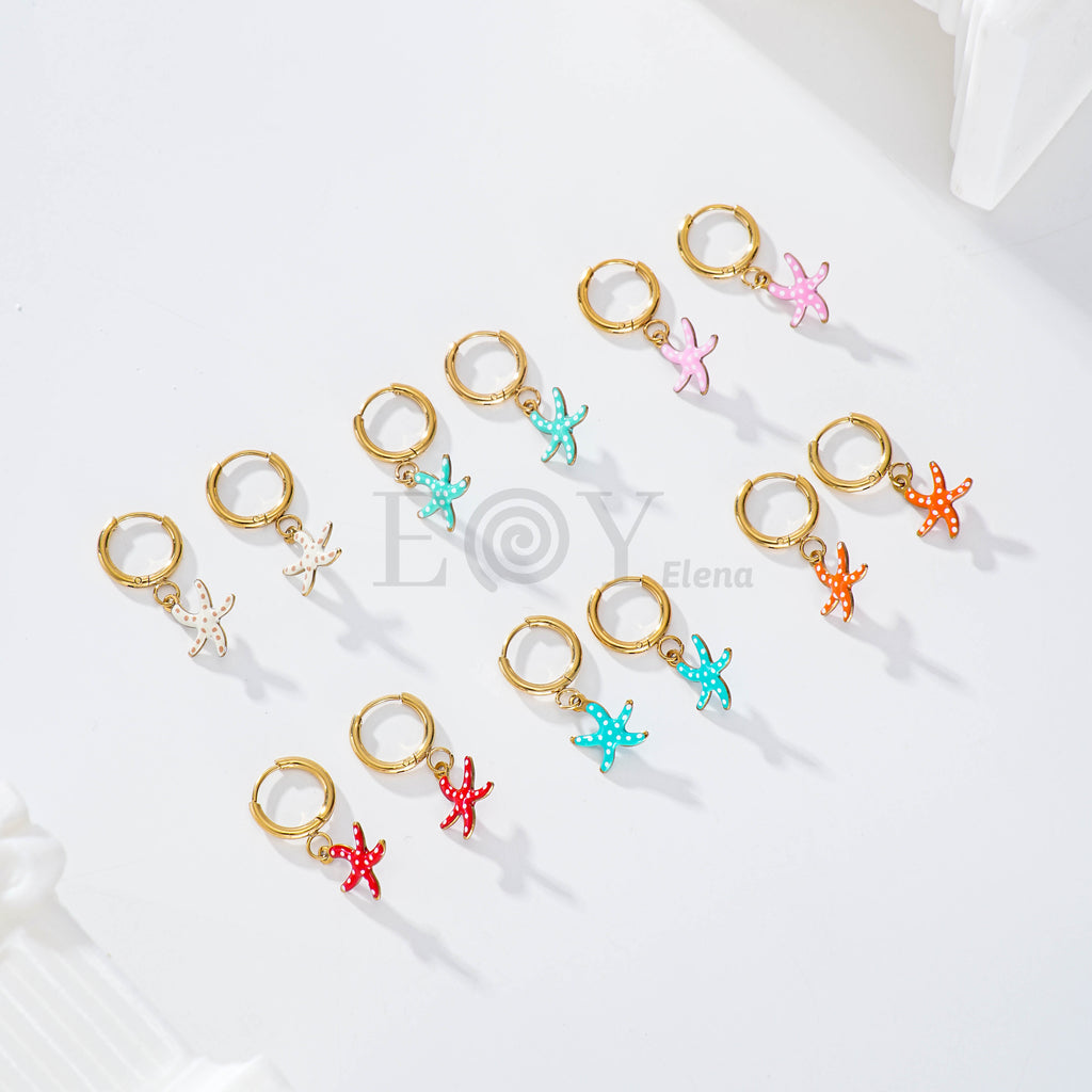 Pendientes de aro estrella de mar color