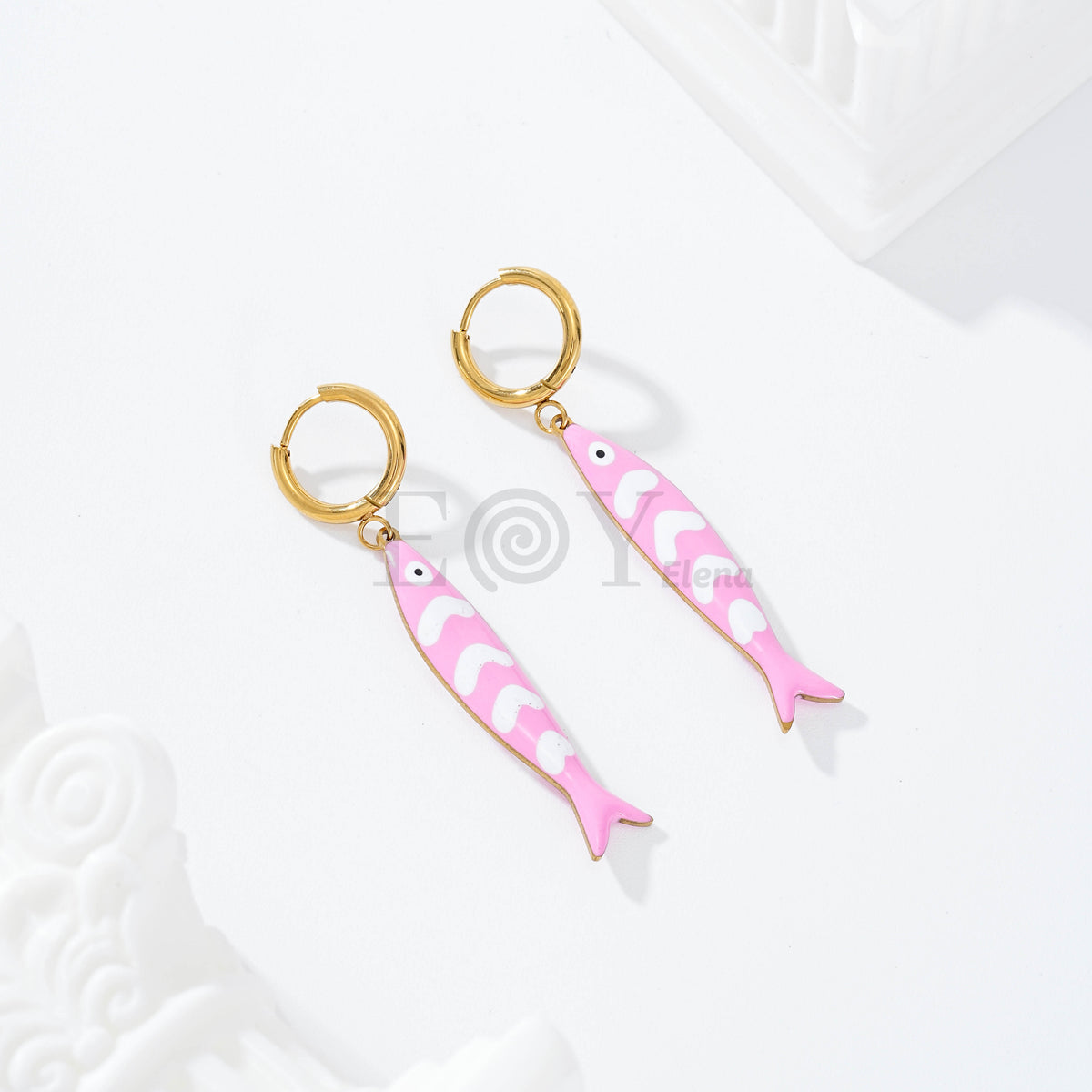 Pendientes de aro pez color