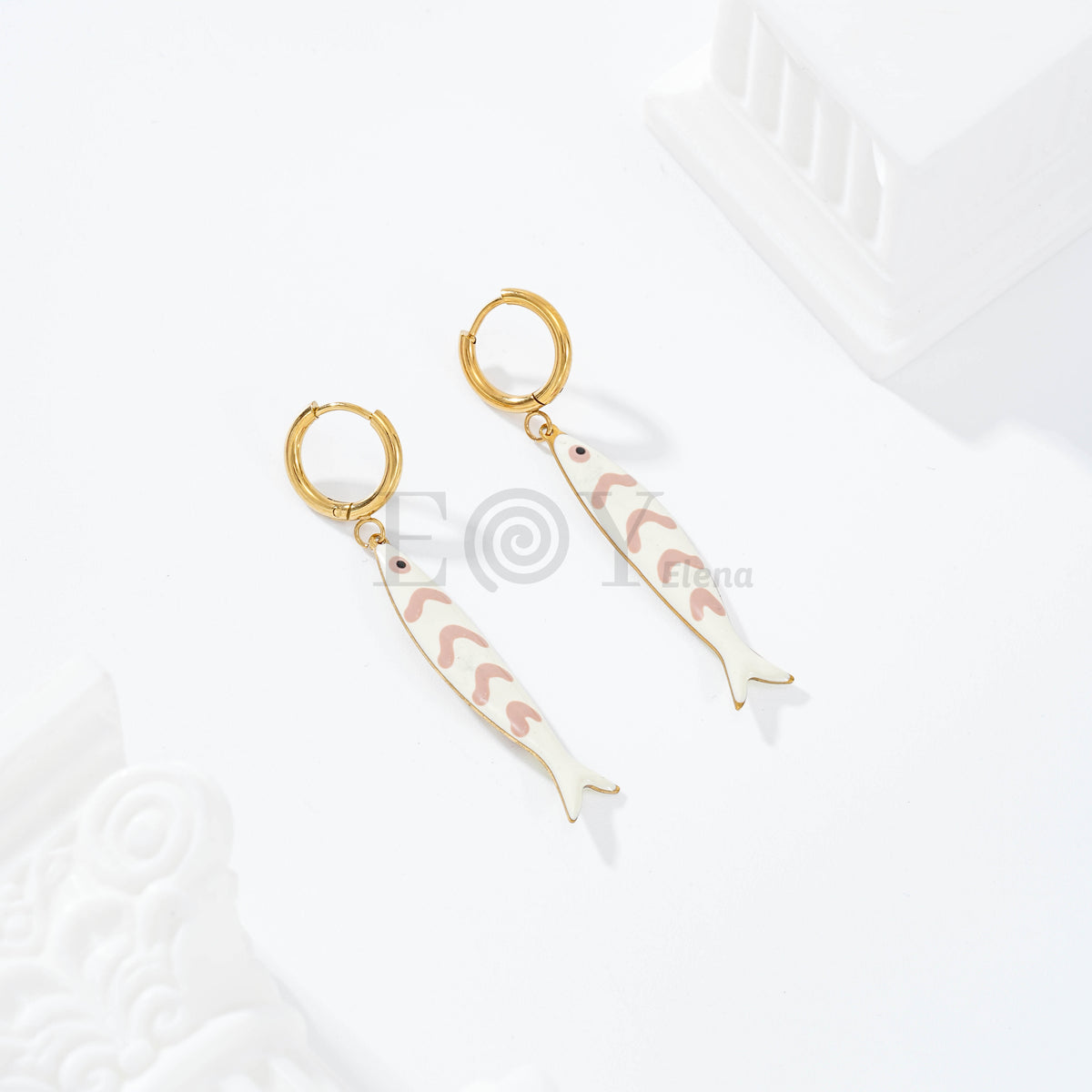 Pendientes de aro pez color