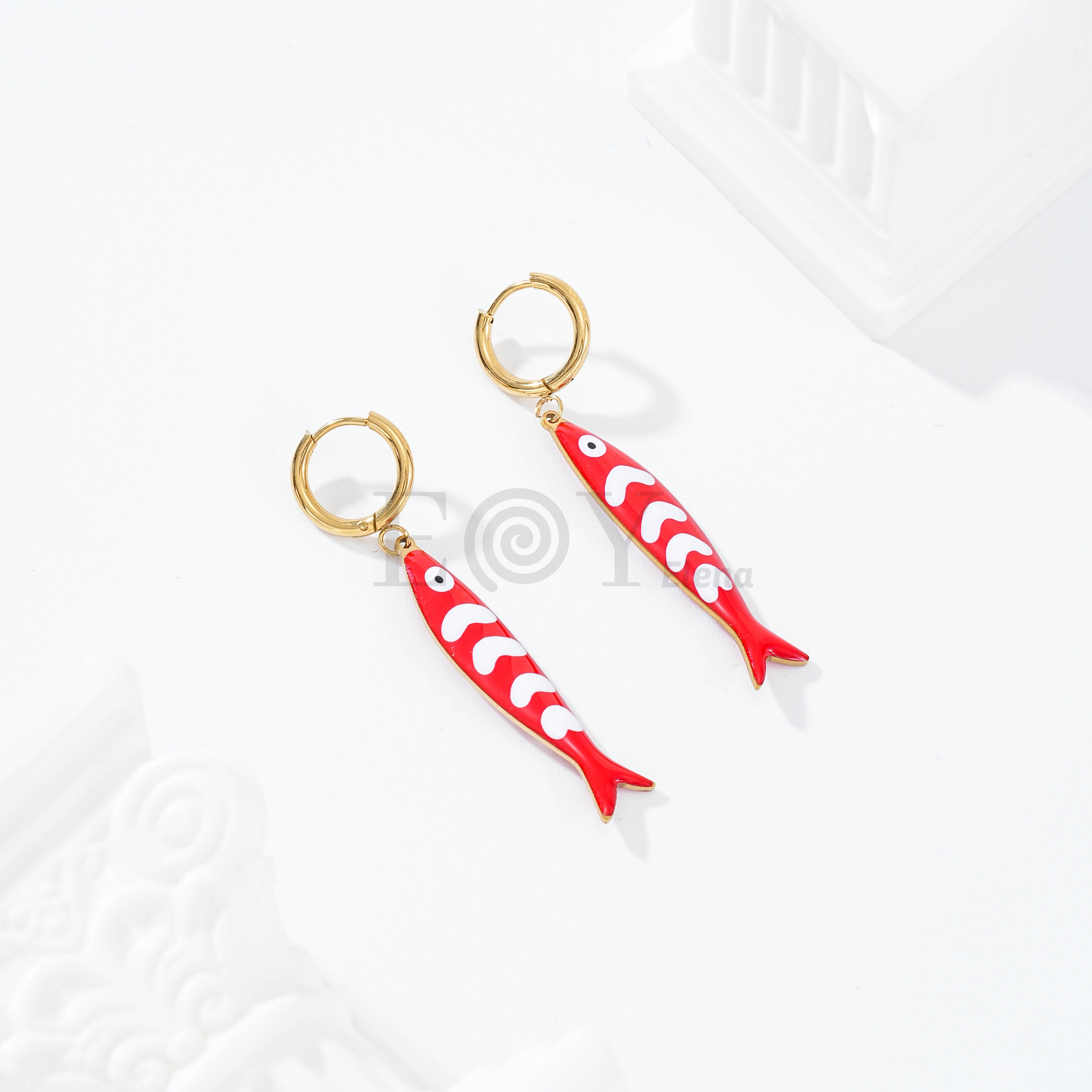Pendientes de aro pez color