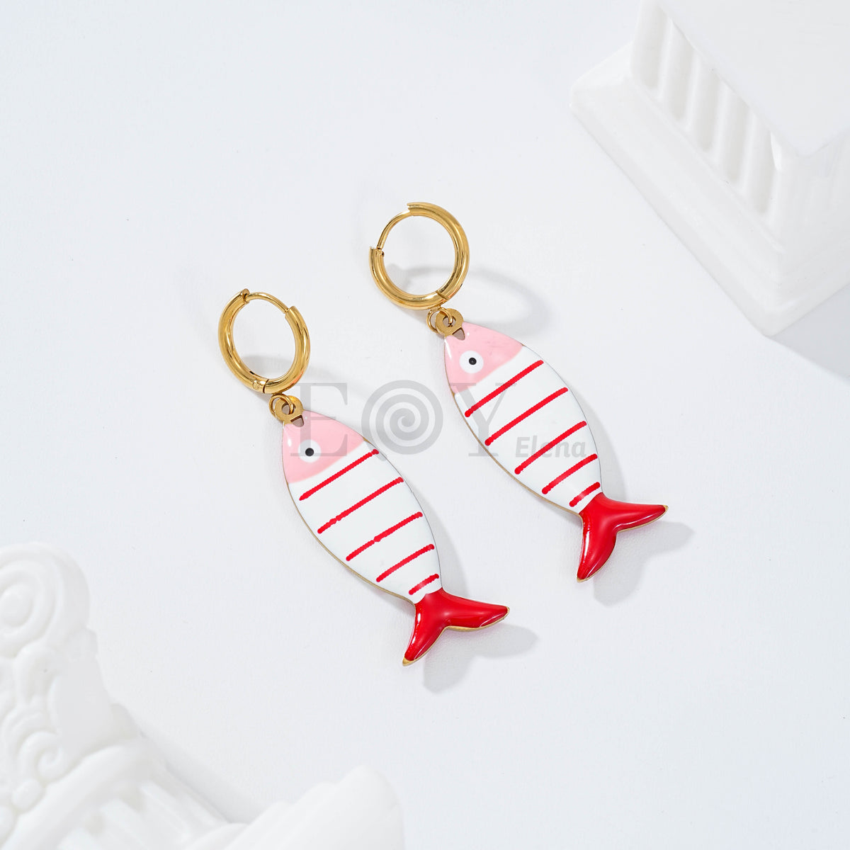 Pendientes de aro pez color