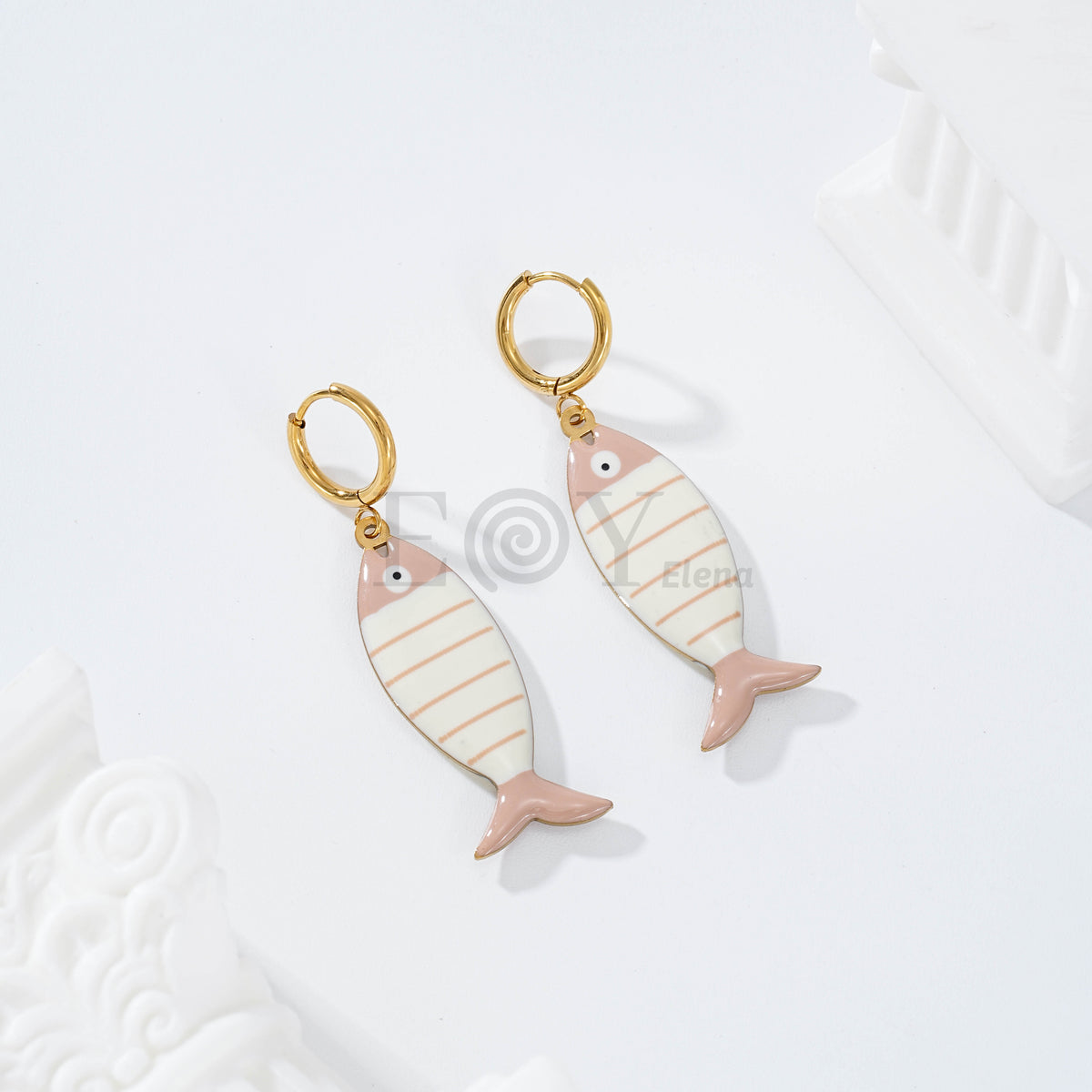 Pendientes de aro pez color