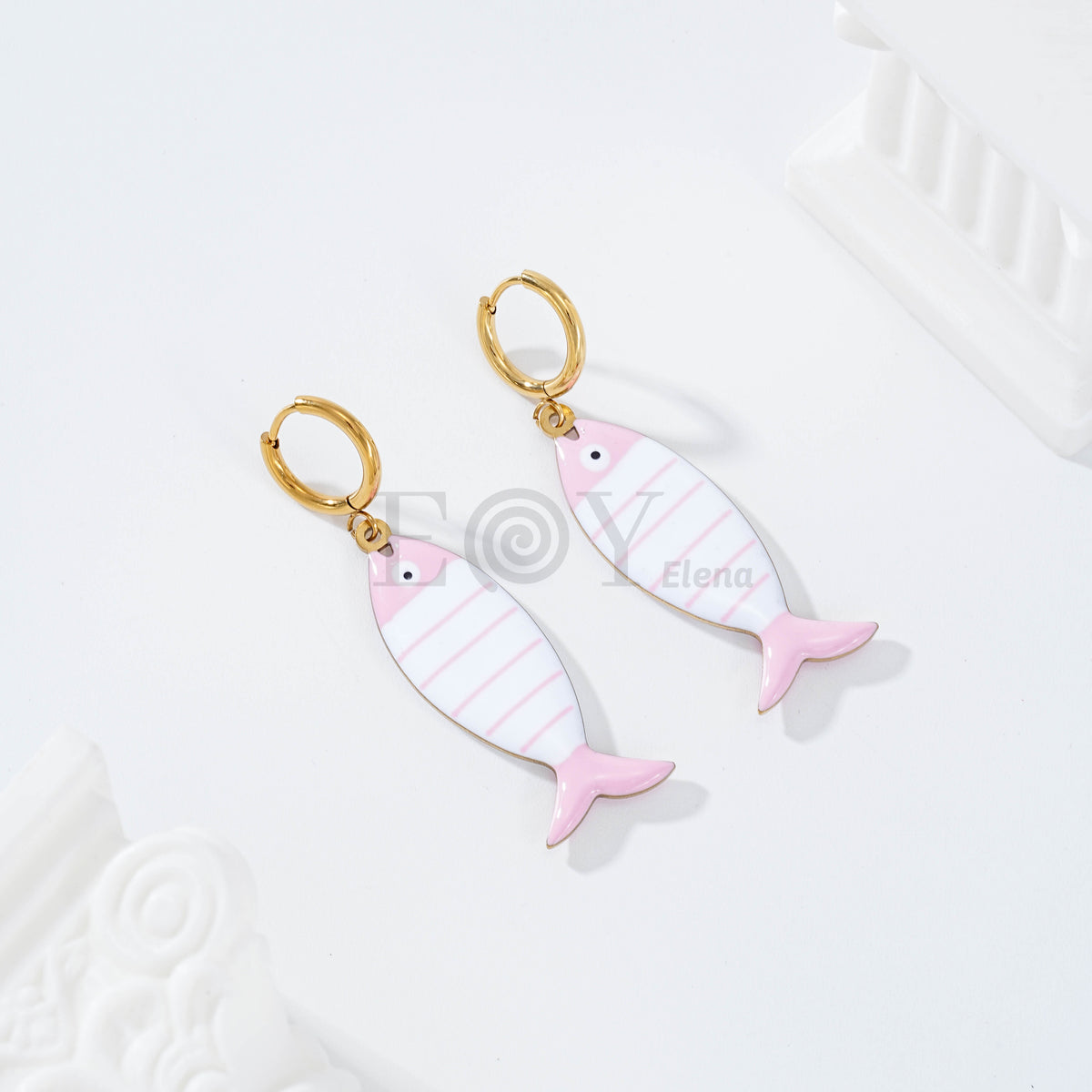 Pendientes de aro pez color