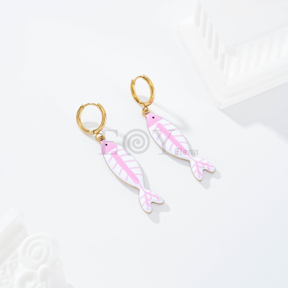 Pendientes de aro pez color