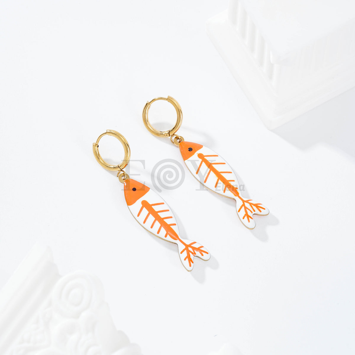 Pendientes de aro pez color