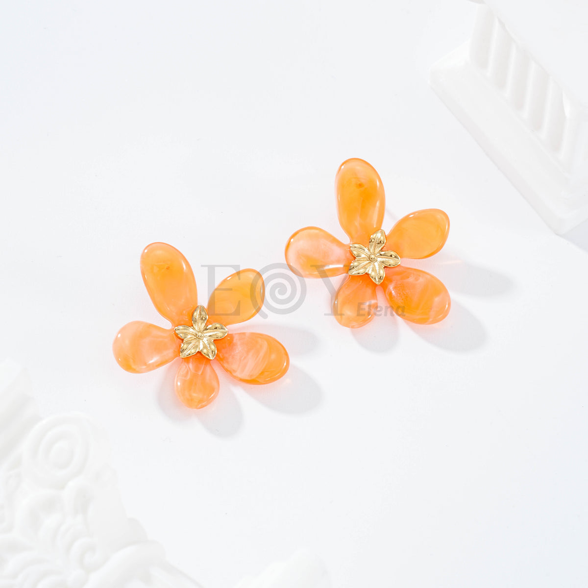 Pendientes flor color resina
