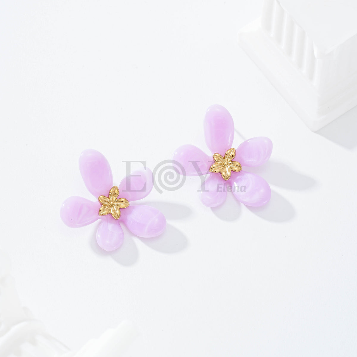 Pendientes flor color resina