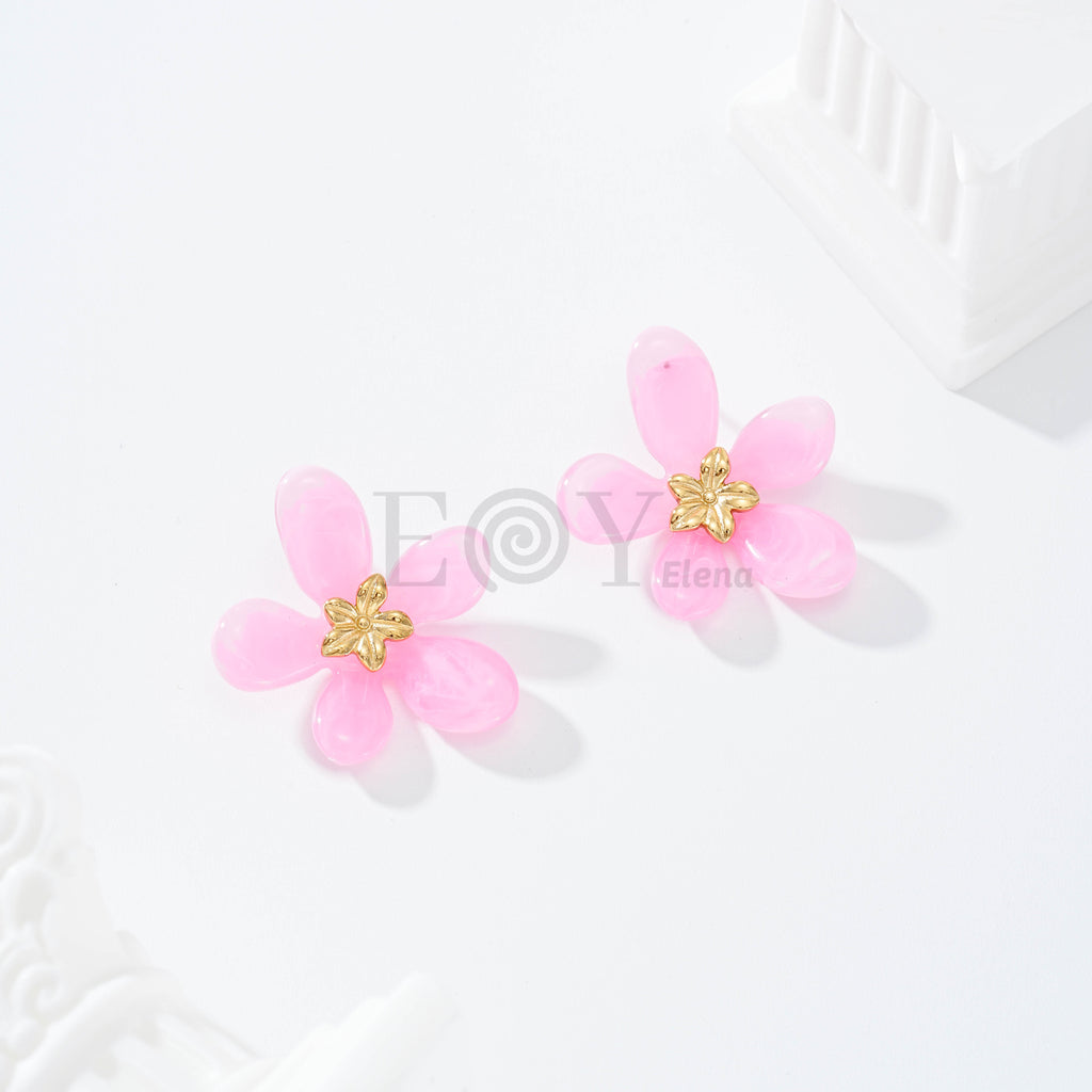 Pendientes flor color resina