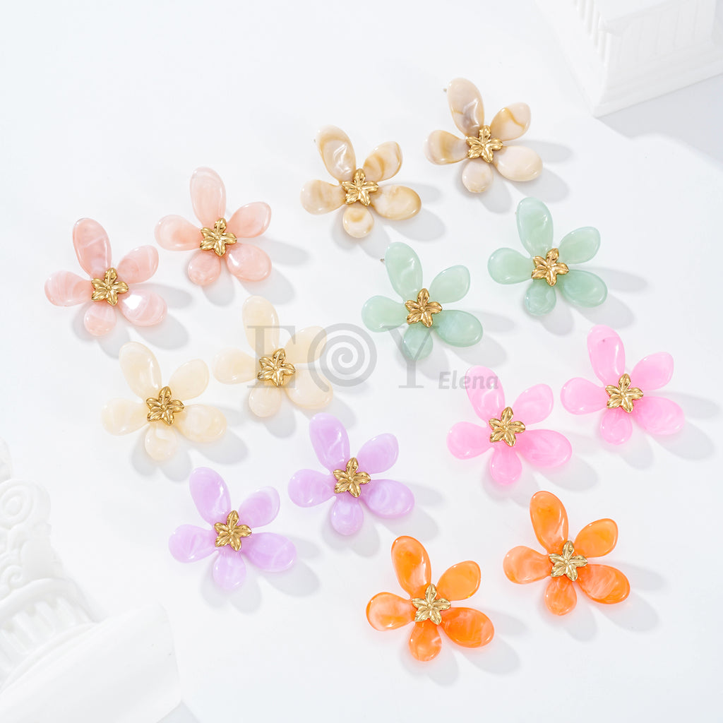 Pendientes flor color resina