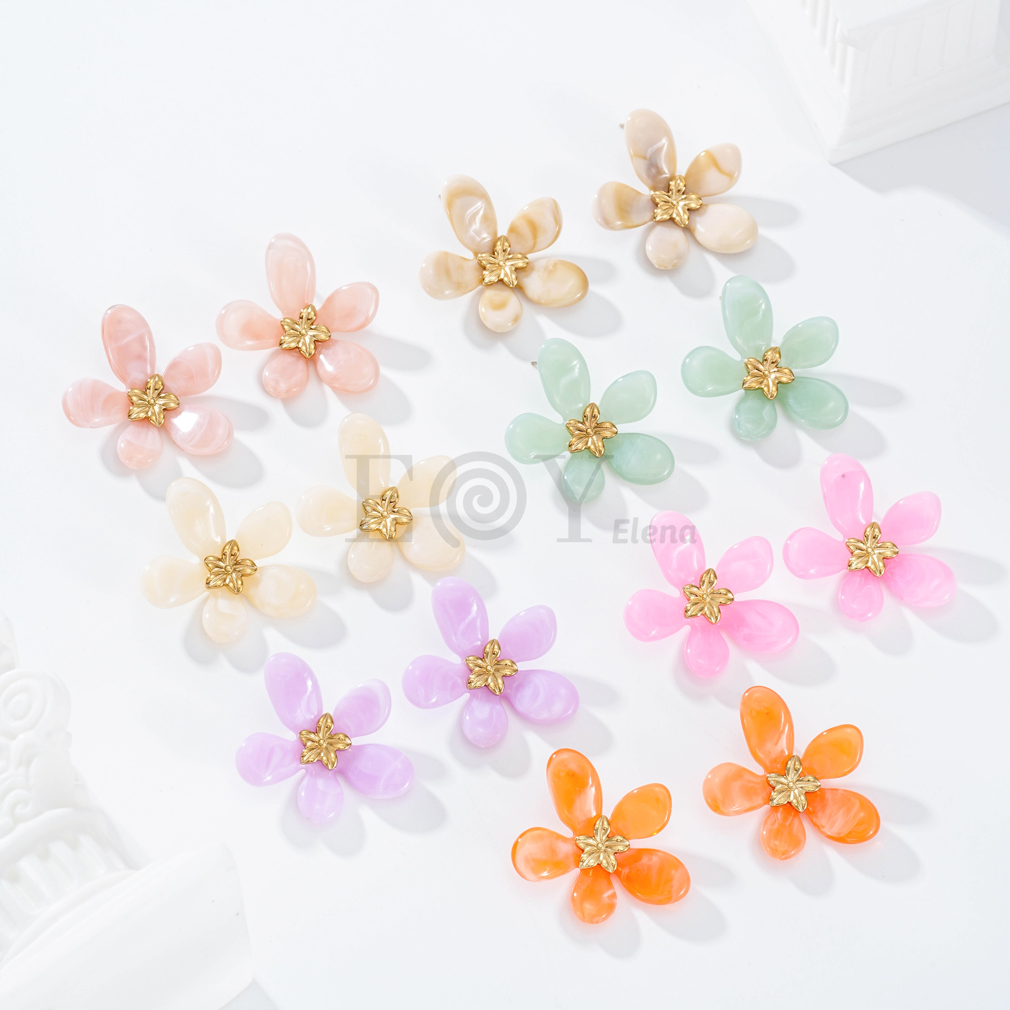 Pendientes flor color resina