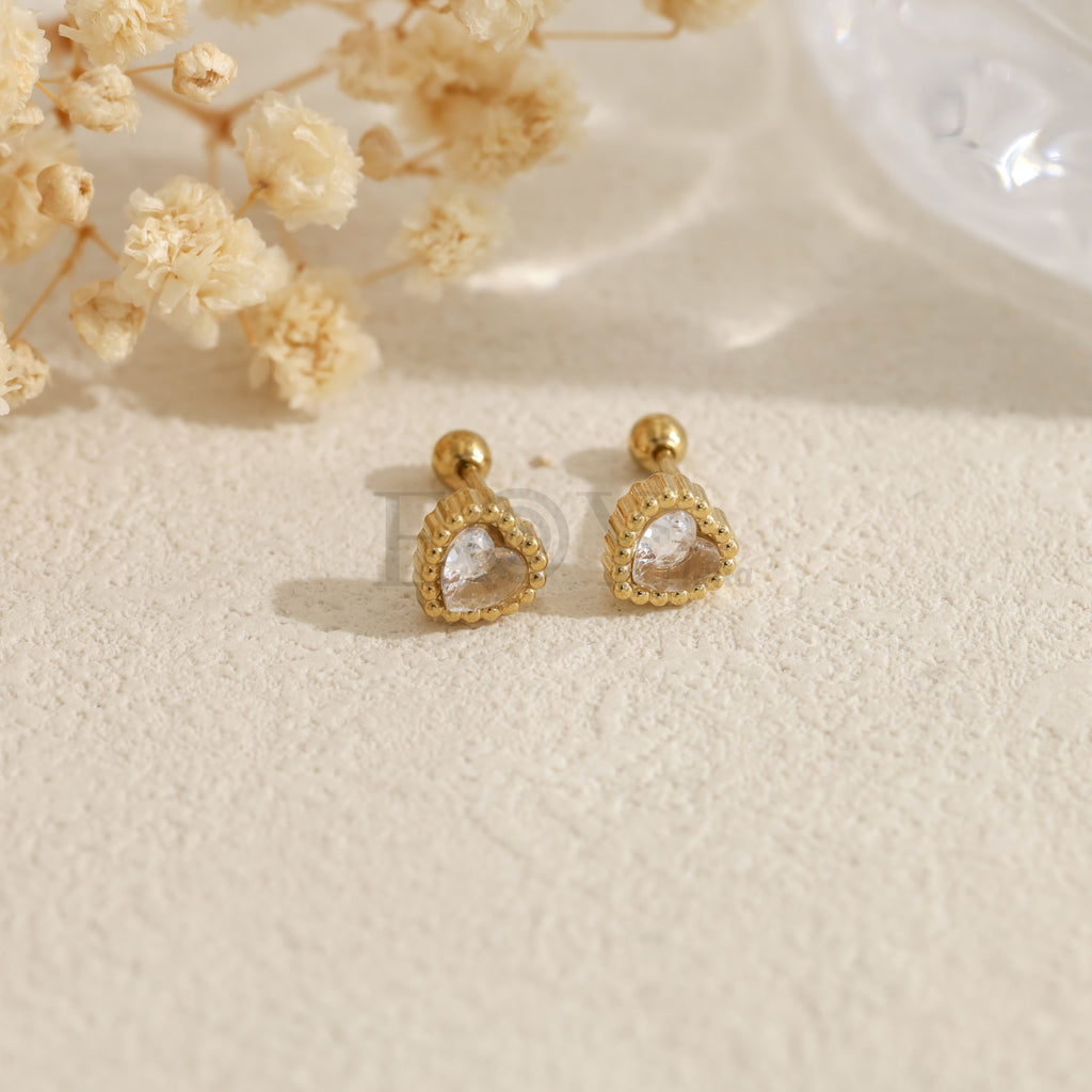 Pendientes pequeños corazón con piedra