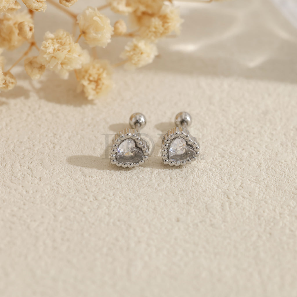 Pendientes pequeños corazón con piedra