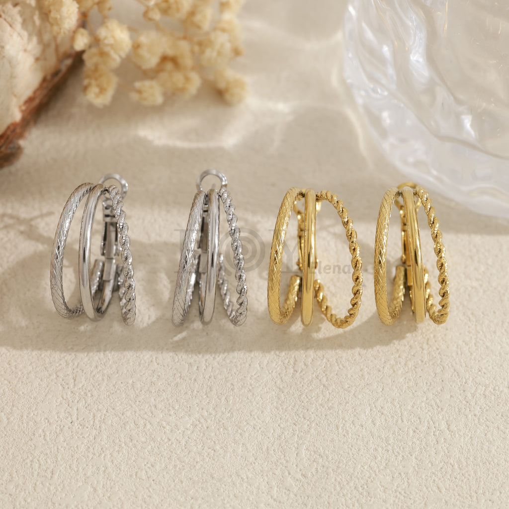 Pendientes de aro múltiple dorados