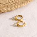 Pendientes de aro con chapa circonitas