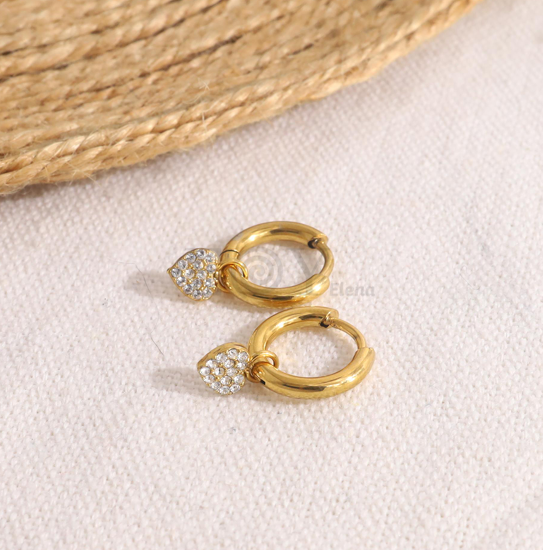 Pendientes de aro con chapa circonitas