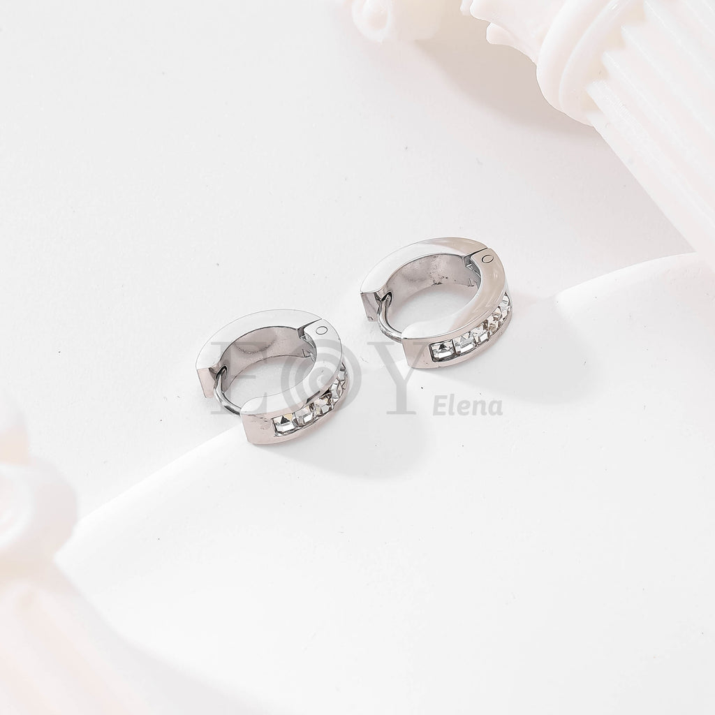 Pendientes de aro con circonitas cuadradas