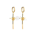 Pendientes aro con cruz acero